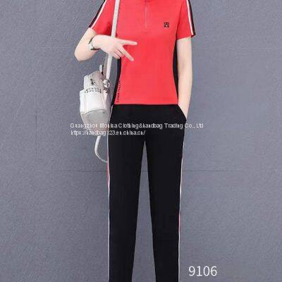 Monisa Sports Leisure Colors Suit With Short Sleeves and Long Trousers in Summer photo-2