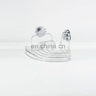 Hot Sales Diamond Series Suction Cup Corner Shower Caddy Iron Wire Rack Bathroom Corner Shelf photo-4