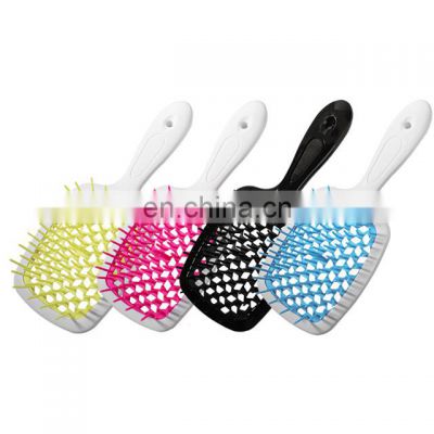 Customized Small Paddle Square Black Salon Vent Feature Plastic Handle Magic Hair Brush