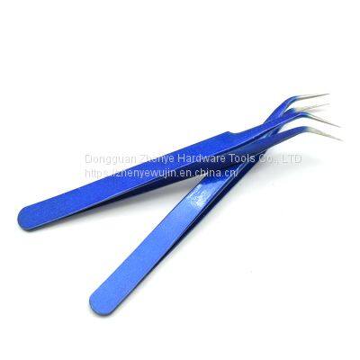 Dark Blue Eyelash Grafting High-precision Tweezers Blossom Set Eyelash Beautifying Tool Elbow Tweezers Sticker Cute