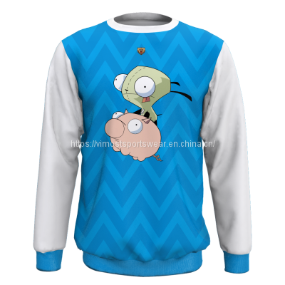 2022 custom sublimated sweatshirts with blue and white color