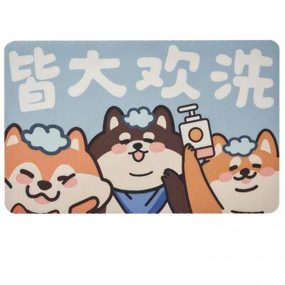 Sheenyoo Custom Quick Dry Water Absorbent Printed Diatomite Stone Bath Mat photo-2