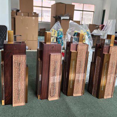 Custom Award Manufacturer in Shenzhen, China High-Quality, Creative Trophies Combining Wood, Metal, and Acrylic