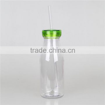 Single wall AS clear color plastic elegant milk bottle meson jar with straw