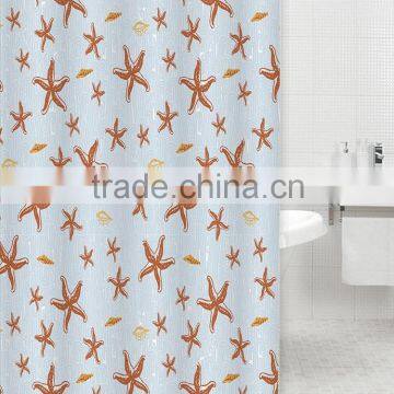 100% Polyester Starfish Printed Shower Curtain