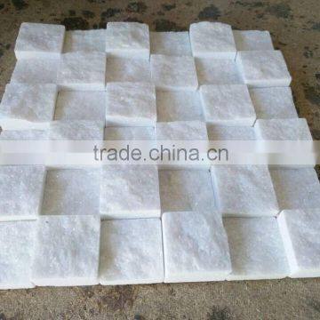 white quartzite mosaic stone wall