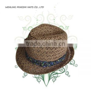 natural jute braid straw hat with flower bow