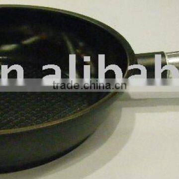 28cm Die Cast Aluminium Deep Fry Pan with wooden Handle and Ceramic Coating