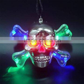 2015 Newest 6 LED Electroplating Flashing Ghost Head Necklace for Happy Halloween