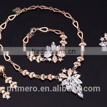 Hot Sale African Wedding 18k Gold Plated Red Crystal Flower Shape Bridal Jewelry Sets photo-4
