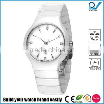 PVD Rosegold/Silver Ceramic Case Crystal Diamond and Ceramic Band Women Crystal Sapphire Ceramic Watch Brands photo-3
