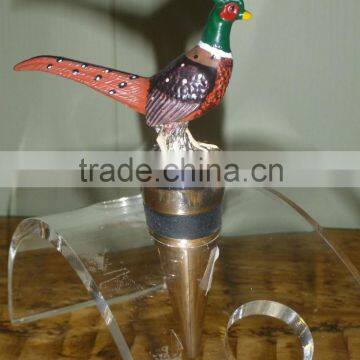 Hand painted pewter Pheasant Wine Bottle Stopper