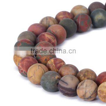 Hot Selling Matted Picasso Jasper Round Gemstone Loose Beads