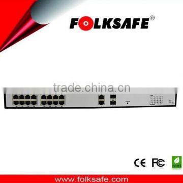 16 Port 10/100Mbps PoE switch with 2 giga SFP/TX combo ports