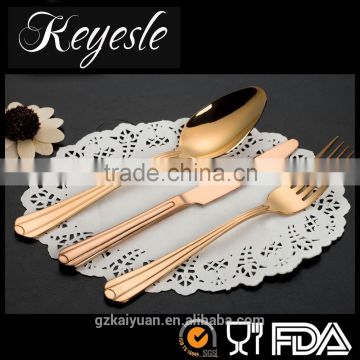 Golden cutlery, stainless steel tableware, rose gold flatware