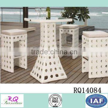 Garden Bar Table and Stool Set PE Rattan Alum Frame