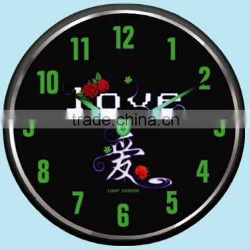 12" Smart light metal decorative wall clock