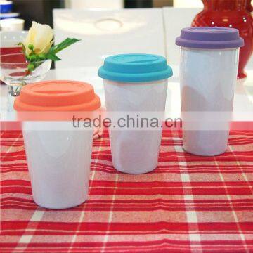 Hot sell ceramic double wall travel mug