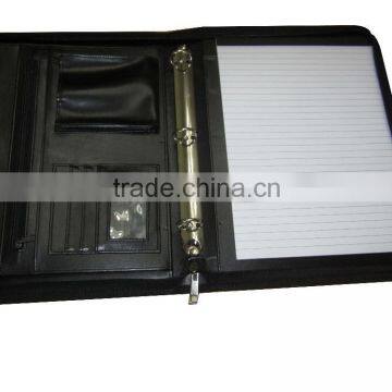 A4 Size Leather Bound 3 Ring Binder Compendium With Notepad