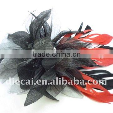 Feather Flower Bridal Fascinator Hair Comb