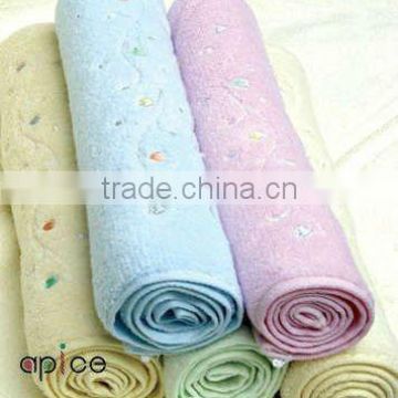 solid color embroider flower face towel