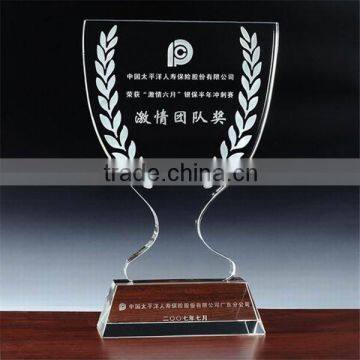 high quality crystal glass plaque/block, clear blank crystal sand blasting blocks/cubes