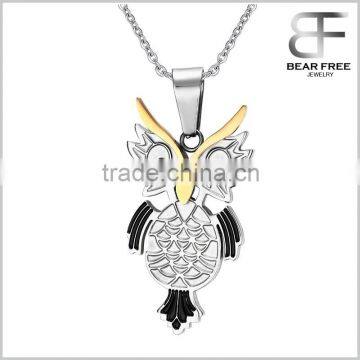 Unisex Heavy Stainless Steel Owl Pendant Necklace Animal Jewelry