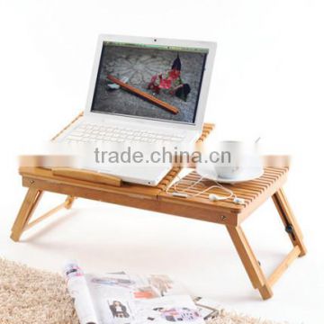 Eco-friendly Bamboo Portable Laptop Desk Table Folding adjustable bamboo laptop table