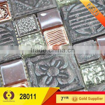 Home wall decoration lanka tile price glass mosaic for floor and wall (28011)