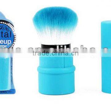 blue cosemtic retractable kabuki makup powder brush tool kits