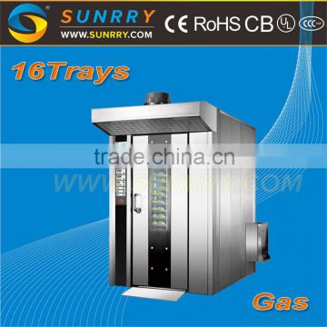 China supplier full automatic gas 16 trays mini baking loaf bread rotary oven used for food production