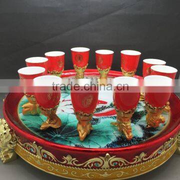 New Style 12 Animal Zodiac Red Ceramic Wine Cup