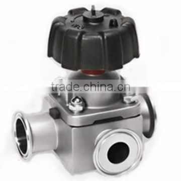 SS manual 3 way diaphragm valve