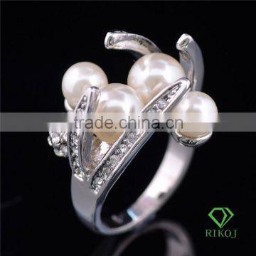 crystal white gold plating claw pearls rings