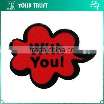 Black Red Cloud With You Letter Rhodium Safety Clothing Custom Metal Badge Pin