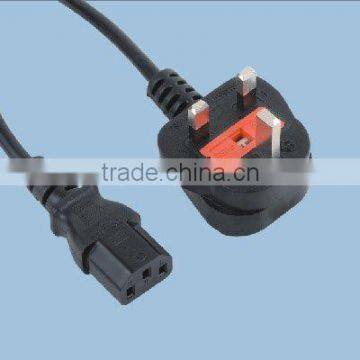 UK BS power cord with IEC C13 connector Mains lead with H05VV-F 3X0.75 power wire