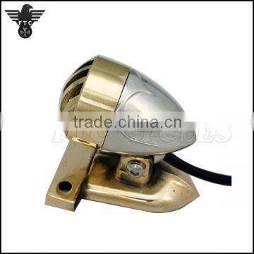 Solid Brass Grill and Bracket LED Harley Cruiser Motorcycle Tail Light photo-3