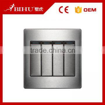 Durable in Use BIHU Brown or Silver Color 4 Gang 2 Way Modern Light Switch photo-2