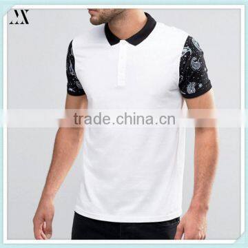 2016 Wholesale Custom Polo Shirt Sleeve Print In White Custom Polo Shirt