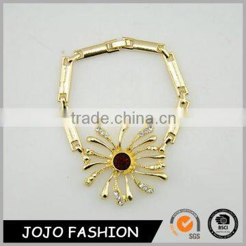 Factory Supply Goint Gold Bangle Crystal Flower Bracelet