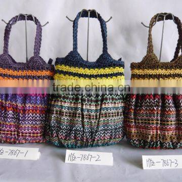 Casual stampa paper crochet handle paper straw bag