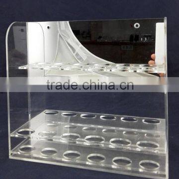 Customized Clear acrylic nail polish stoage box display rack stand with mirror