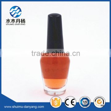 10ml flat cap with brush clear glass nail polish bottle