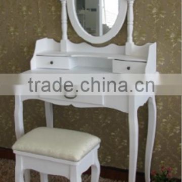 Modern Home furniture modern unique European bedroom used round mirror wooden dresser table with stool