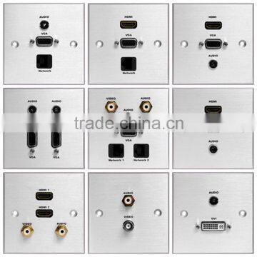 Metal Multimedia Wall Oulet Connector With RCA VGA HDMI NET AV USB photo-3