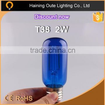 Colour glass 2W e27 led 360 degreed bulb /A19 /ST64/G80/G125 /C35/T45/T10 etc available filament lamp