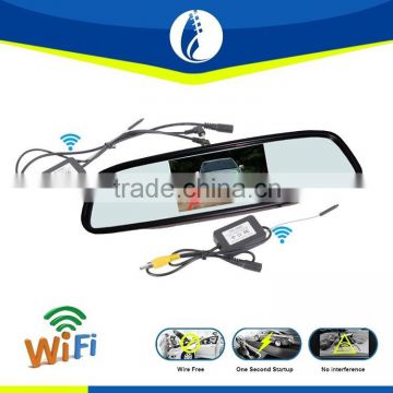 digital wireless wifi 4.3inch wire free one second startup car rearview mirror tachograph