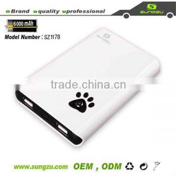 Factory Bear Paw Dual USB 6000mah Portable Power Bank