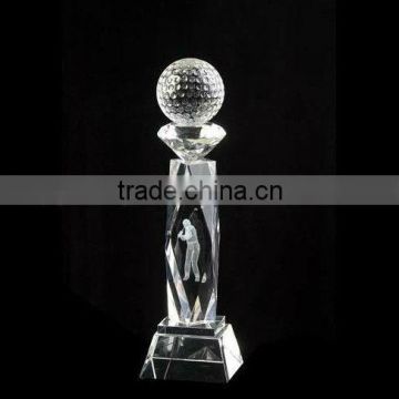 Sports Awards Golf Crystal Trophy For Winner Prize