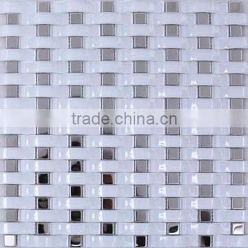 Wavy Basket Weave Shape Strip Glass Mosaic Tile Decorative Wall Tile Living Room Backsplash Tiles